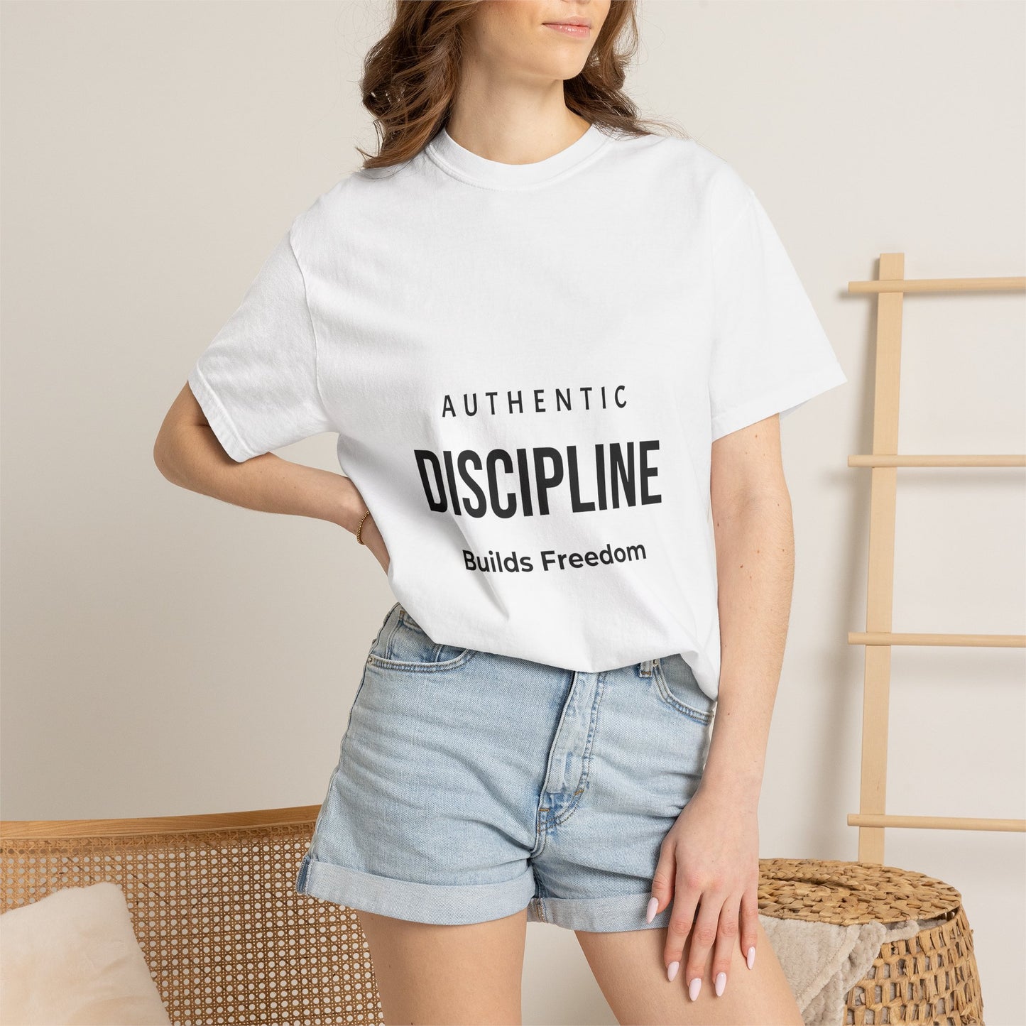 Discipline T-Shirt — "Authentic Discipline Builds Freedom" Motivational Tee